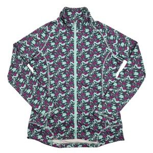 Peter Millar Womens L Floral Full Zip UPF 50+ Sun Protection Jacket Purple Green